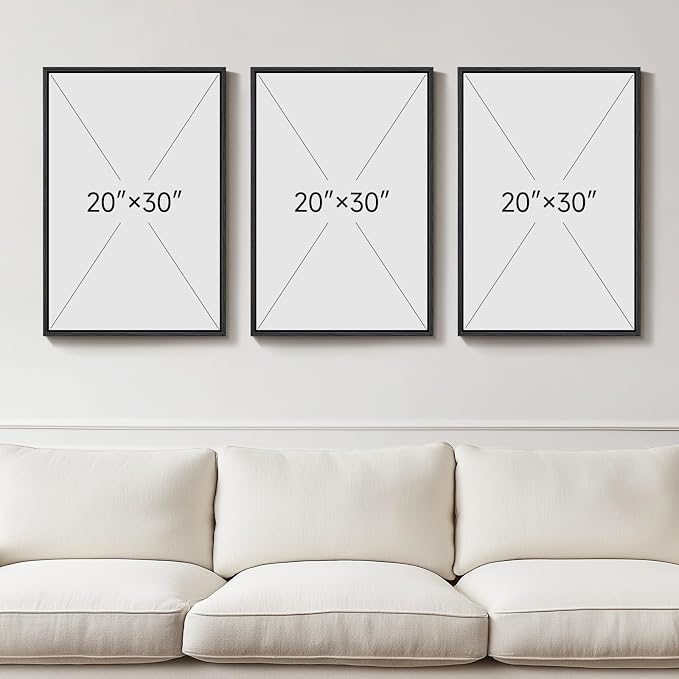 Large Framed Black and White Gray Abstract Wall Art, 3 Piece Modern Canvas Prints Paintings Artwork for Walls, Grey Abstract Pictures for Living Room Hallway Bedroom Office Wall Decor Total 30x60 In - Image 3