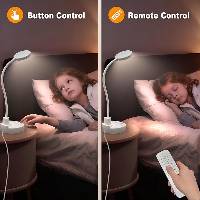 15W LED Desk Lamp with USB Charging Ports, [Button & Remote Control] Dimmable Table Lamp with 3 Color Modes, 5 Brightness Levels, 4 Timers, Flexible Reading Light for Home Office, Bedroom, Kids Study - Image 4