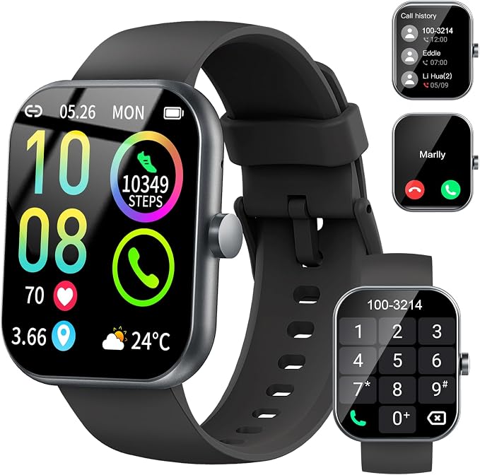 Smart Watch (Answer/Make Calls), 1.96" HD Smartatch for Men Women , 113+ Sport Modes, Fitness Tracker with Heart Rate/Sleep Monitor/Pedometer/Calories, IP68 Waterproof Running Watch for Android iOS by Jugeman