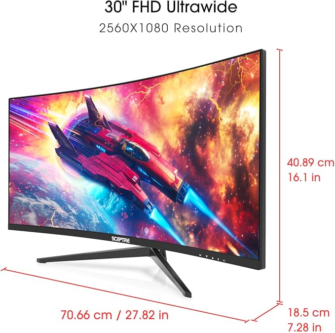 Sceptre Prime Curved 30-inch Gaming Monitor 200+Hz FreeSync Build-in Speakers 2560 x 1080p HDMI DP Machine Black 2026 (C305B-200UN Series) - Image 5