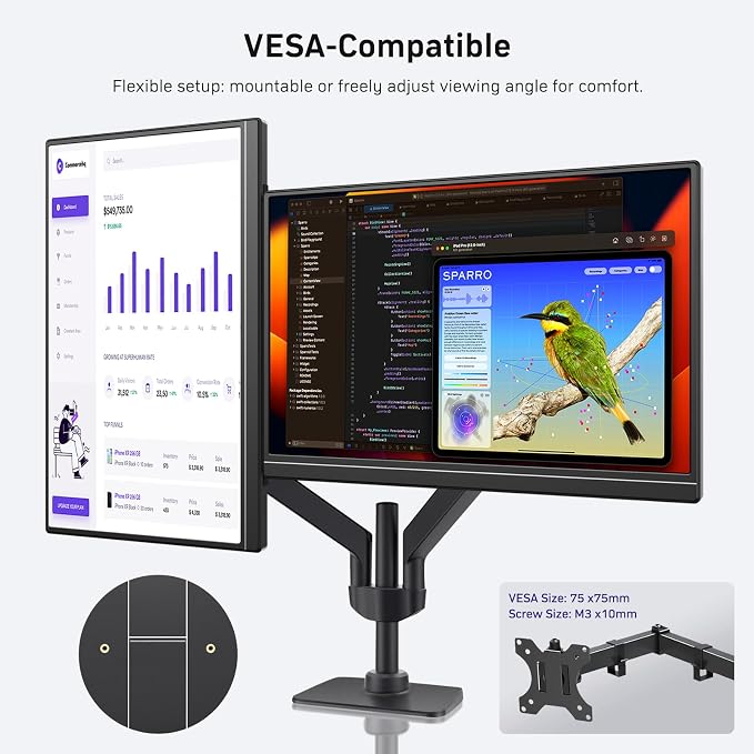 MNN 18.5" 100Hz FHD IPS USB-C HDMI Portable Gaming Monitor | 18.5" FHD IPS 100Hz, built-in stand & dual speakers, USB-C/HDMI, for PC/Phone/PS5/Xbox/Switch, travel gaming. - Image 7