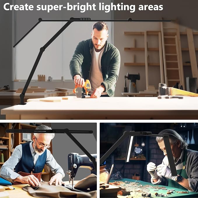 3000 Lumen Ultra Bright Architect Desk Lamp with Clamp, 36W Tall Overhead Led Desk Light for Home Office, 47Inch Long Dimmable Computer Monitor Light Bar with Remote for Table Desktop Drafting - Image 4