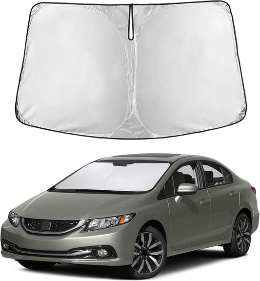 EcoNour Windshield Sunshade Compatible for Honda Civic 2012–2013 2014 2015, Sun Visor for Front Windshield & Window Sunshade Cover, UV Heat Blocker & Protector, Car Accessories by EcoNour