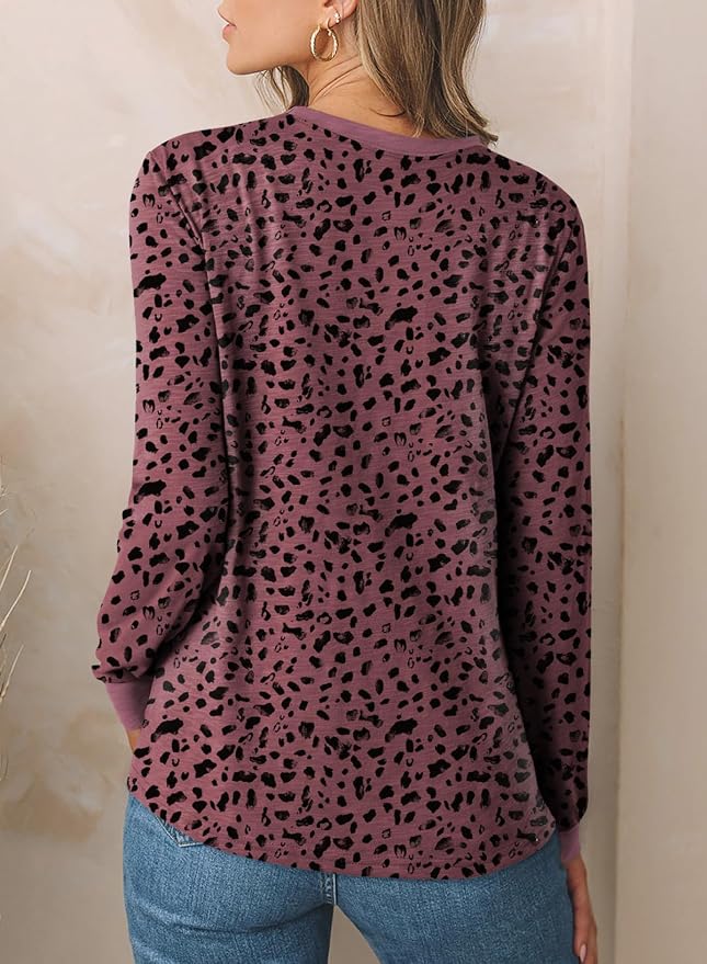 EVALESS Womens Crewneck Long Sleeve Tops Casual Polka Dots Tops Fall 2026 Tshirts Shirts - Image 4