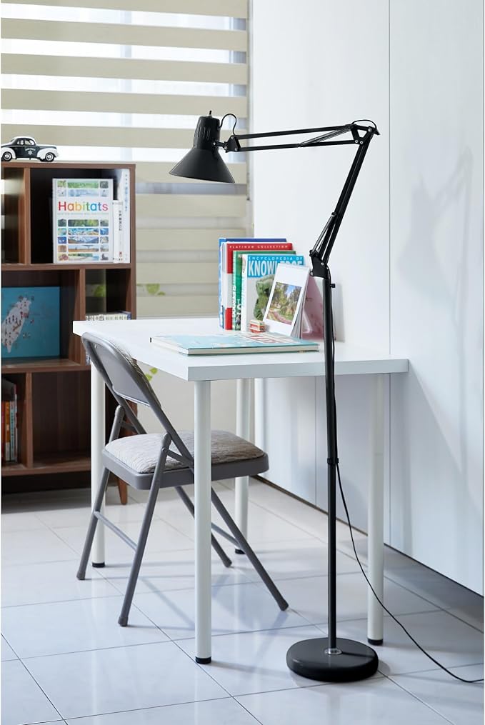 Bostitch Office VLF100F Swing Arm Metal Floor Lamp, 72" Tall with Multi-Joint Adjustment, Includes Replaceable LED Bulb (VLF), Black - Image 7