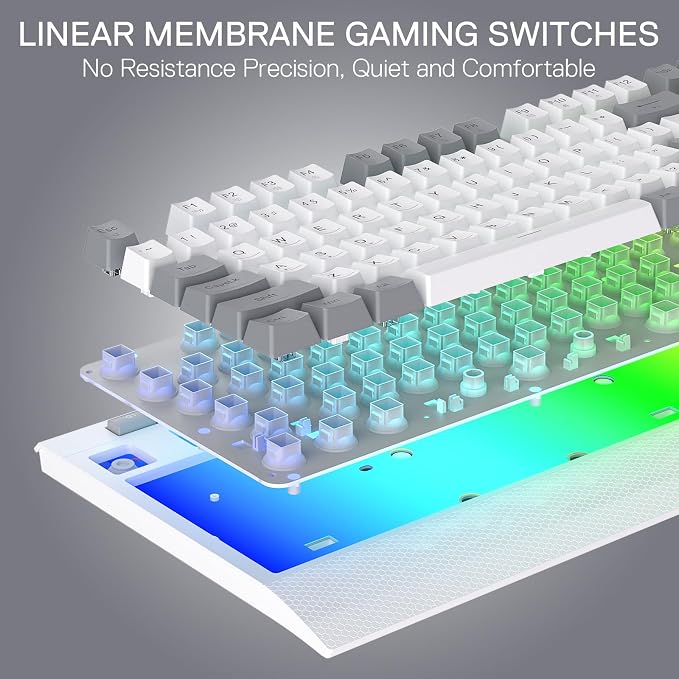 Redragon K525 RGB Backlit 104 Keys Wired Membrane Gaming Keyboard w/ 5 Multimedia Keys & 4 Extra On-Board Macro Keys, Dedicated Media Control, Ergonomic Wrist Rest, Linear Mechanical-Feel Switch - Image 4