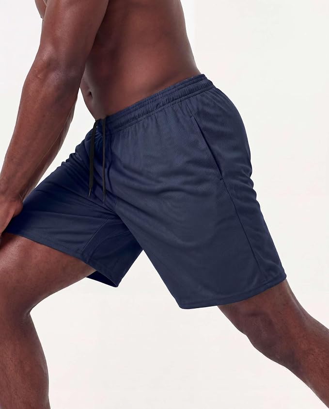 5 Pack Men's Mesh Shorts Athletic Basketball Sports Gym Workout Pockets | Cooling Moisture-Wicking, 9", Long, Quick-Dry, Breathable, Elastic Drawstring Waistband. Running, Exercise, Soccer, Training. - Image 6