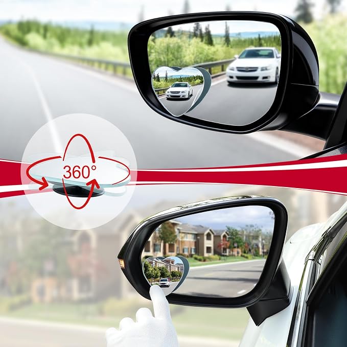 LivTee Blind Spot Mirrors, Heart Shaped HD Glass Frameless Convex Rear View Mirrors, Wide Angle Adjustable Stick for Side Mirror, Automotive Exterior Accessories for Car, SUV & Trucks, Pack of 2 - Image 6