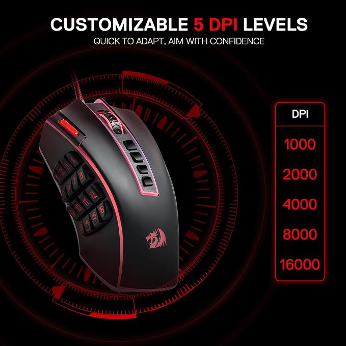 Redragon M990 Wired RGB MMO Gaming Mouse 32000 DPI Remapping Keys | Stable Lag-Free Connection, Redefine Keybinding Macro, Vibing Backlight, Ergonomic Grip Body Comfort - Image 4