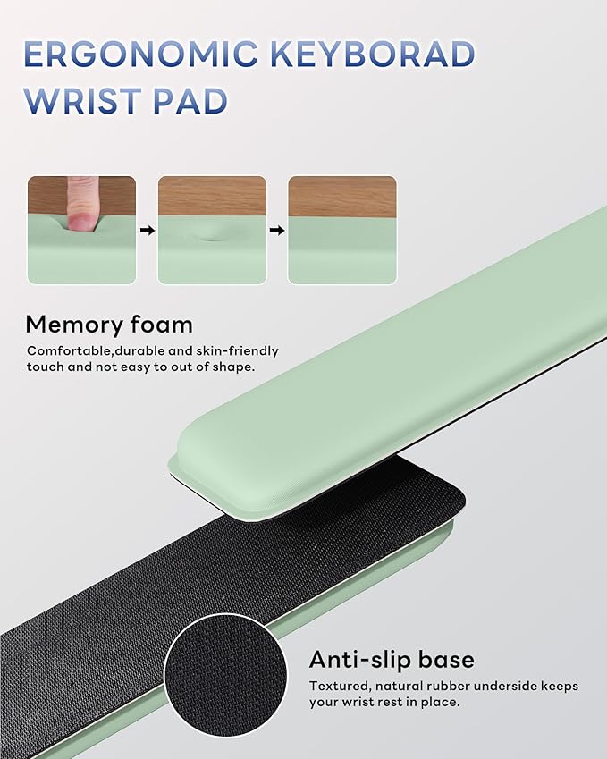 Laborio Computer Keyboard Wrist Rest, Keyboard Riser Stand for Desktop | Green, Ergonomic Acrylic Keyboard Holder, Non-slip Wrist Pad, Pain Relief for Typing, Multiple Colors - Image 4
