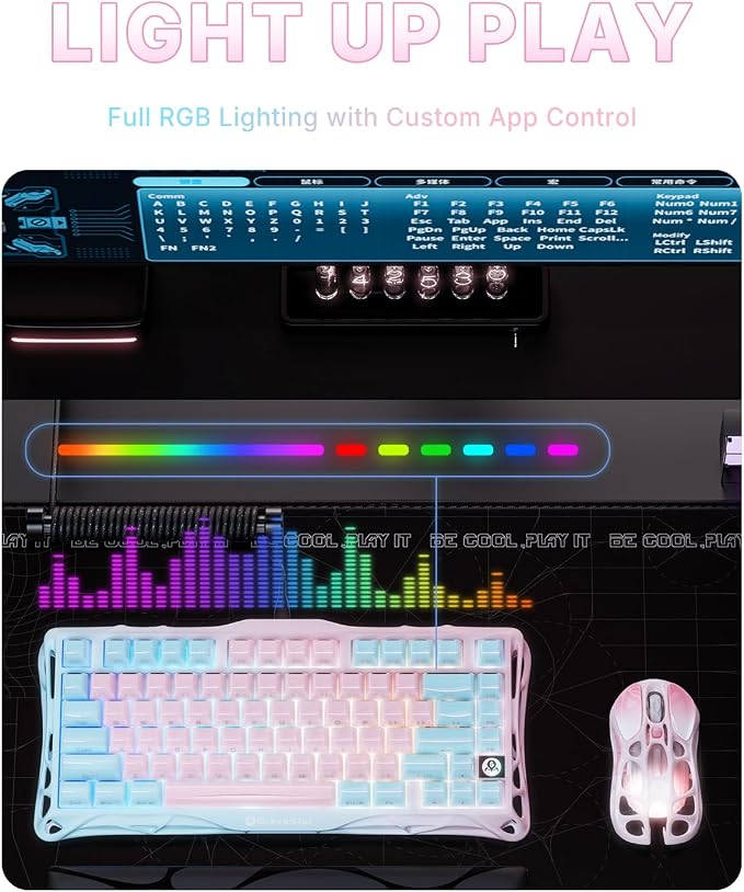GravaStar Mercury K1 Lite 75% Wireless Mechanical Gaming Keyboard RGB | Gasket Mount, Hot Swappable Linear Switches, Creamy Sound Keyboard, 2.4GHz/USB-C/Bluetooth 5.0, for Win/Mac - Image 7