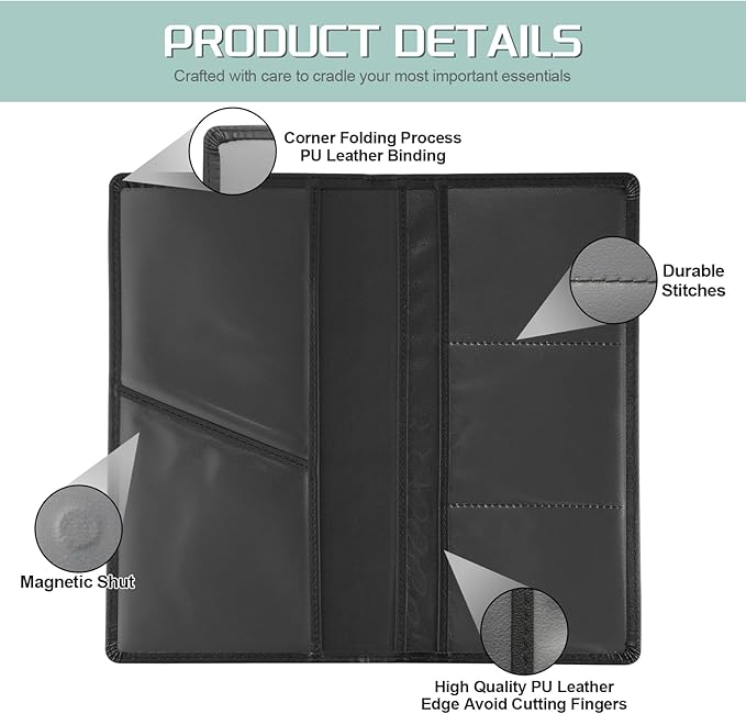 JUSTTOP 2Pack Car Registration and Insurance Holder,Car Document Holder for Cards License with Magnetic Shut,Vehicle Glove Box Car Organizer for Documents, Cards, License(Black) - Image 3