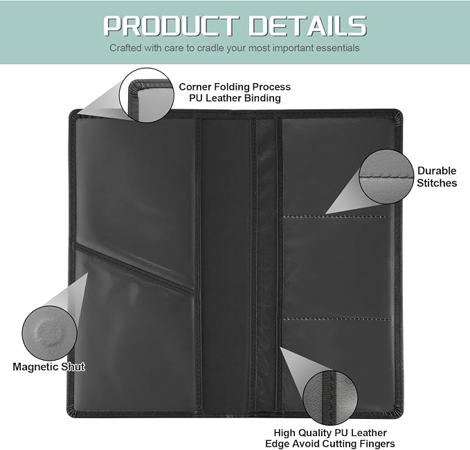 JUSTTOP 1Pack Car Registration and Insurance Holder,Car Document Holder for Cards License with Magnetic Shut,Vehicle Glove Box Car Organizer for Documents, Cards, License(Black) - Image 3