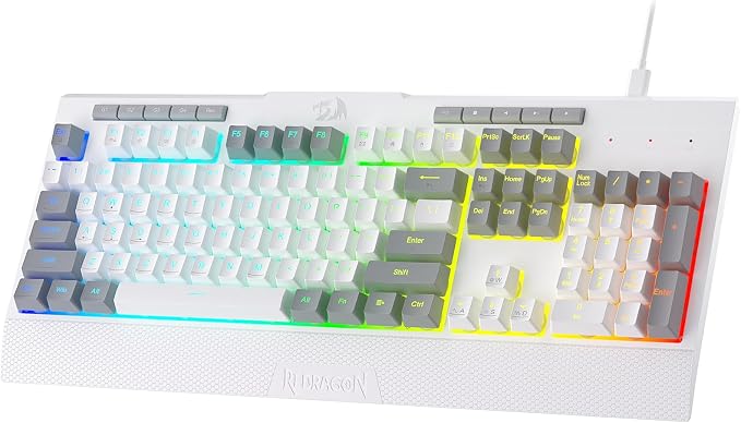 Redragon K525 RGB Backlit 104 Keys Wired Membrane Gaming Keyboard w/ 5 Multimedia Keys & 4 Extra On-Board Macro Keys, Dedicated Media Control, Ergonomic Wrist Rest, Linear Mechanical-Feel Switch by REDRAGON