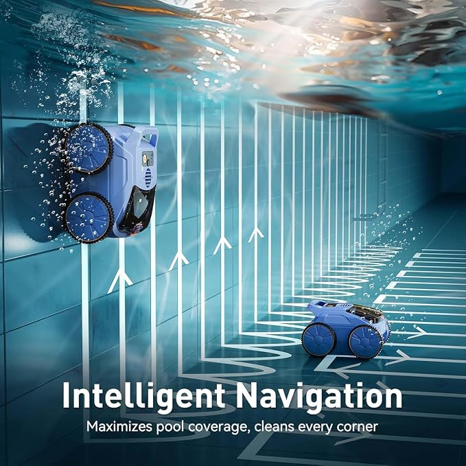 Cordless Robotic Pool Cleaner, 180 Mins Runtime Self-Parking Pool Vacuum for Above Ground Pools, Wall Climbing Automatic Pool Robot - NOT Suitable for Pools with Sharp Steps/Raised Drains - Image 3