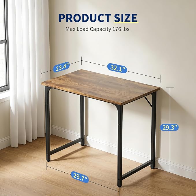 BestOffice Computer Desk,Home Office Desk, Modern Simple Style for Home Office Study Writing (Brown, 32 Inch) - Image 3