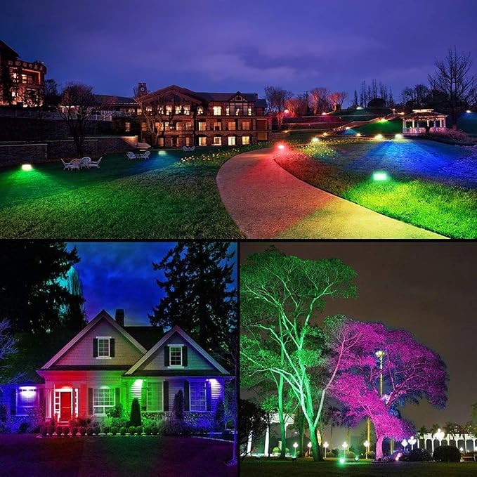 Led Flood Light 30W, 300W Equivalent 3000 LM Outdoor Color Changing Led Stage Landscape Lights, Bluetooth RGBW Smart Floodlights 2700K & 16 Million Colors&Timing& Music Sync, IP66，US 3-Plug (6 Pack) - Image 2