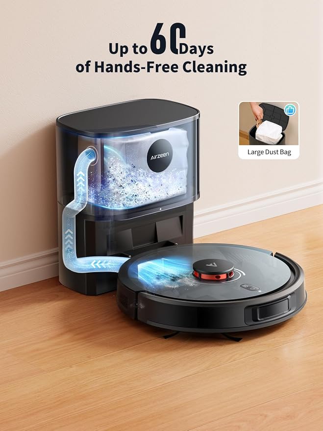 Robot Vacuum and Mop, Self-Emptying Robot Vacuum Cleaner with 8000Pa Suction, Laser Navigator with Smart Mapping Robotic Vacuums, 150Mins Runtime,Schedule,App Alexa Control for Carpet/Pet Hair,Q10 pro - Image 5