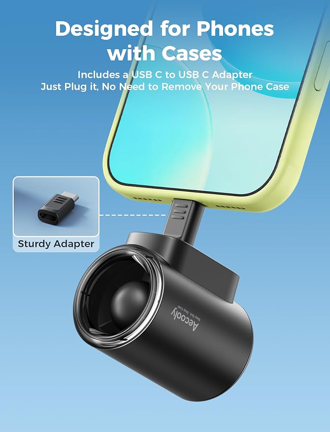 Aecooly Powerful USB C Phone Fan, 17000 RPM High Speed, Compatible with iPhone, iPad, Tablet, 4 Speed Mini Portable Cell Phone Fan Attachment for Summer, Travel, Gifts for Women-Black - Image 5