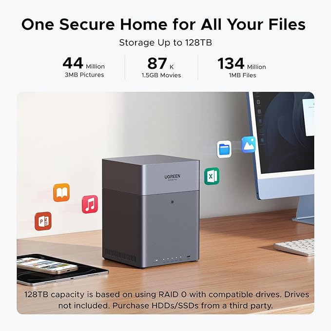UGREEN NAS DH4300 Plus 4-Bay, Support Capacity up to 128TB (Diskless) | Remote Access, AI Photo Album, Beginner Friendly, 8GB LPDDR4X RAM, 2.5GbE, 4K HDMI, Network Attached Storage (Diskless) - Image 3