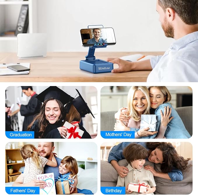 TechGlow Gifts for Men Women Foldable Cellphone Stand with Bluetooth Speaker and Charging Funtion Birthday Gift Idea for Mom Dad Cool Gadget Tech Gifts-Blue - Image 8