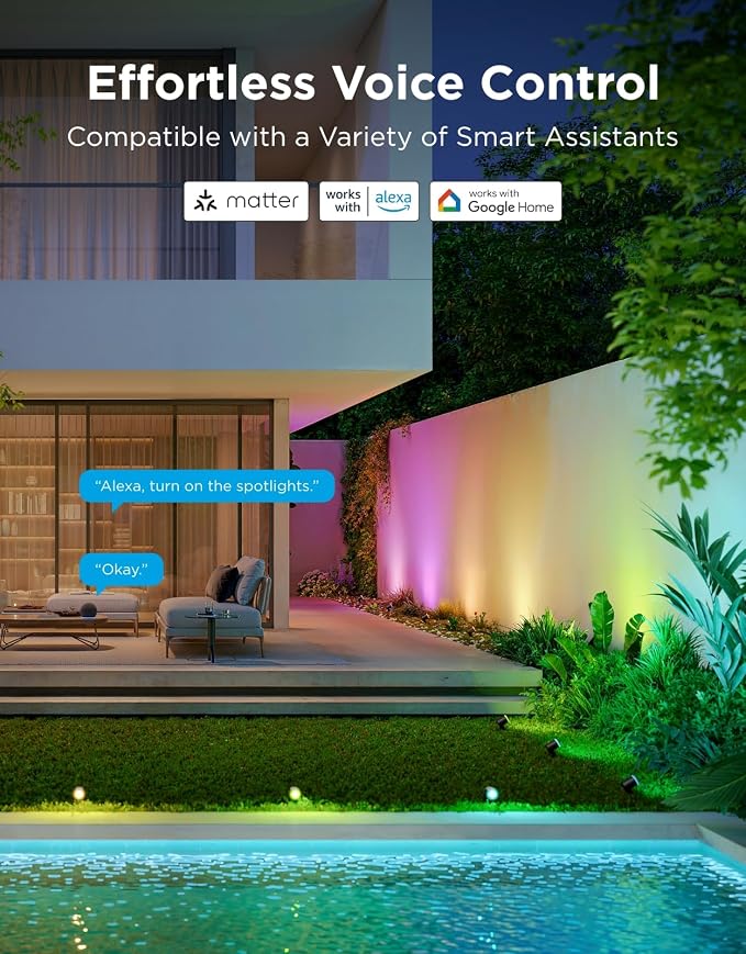 Govee Outdoor Spot Lights 2, IP67 Waterproof Spotlights, RGBWIC, 4 Pack | Landscape Lights Work with Matter, Alexa, and Google Assistant, Color Changing Ourdoor Light for Patio, Yard, Garden - Image 5