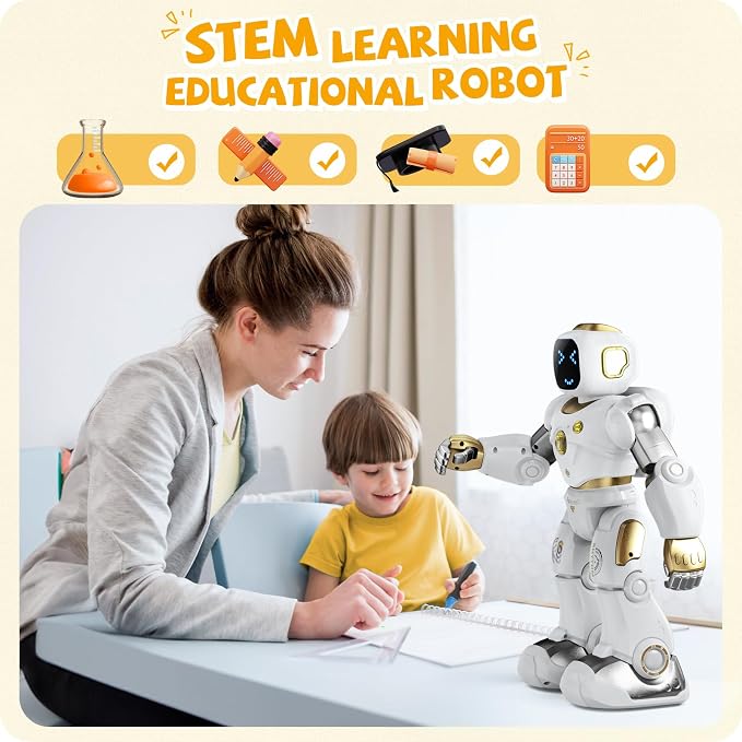 Ruko 1088 Programmable Robot Toy for Kids, STEM Learning Gift, Gold | Large Interactive Robot with Remote Control, App Control, Birthday Gift for Boys & Girls Ages 4 5 6 7 8 9 - Image 5