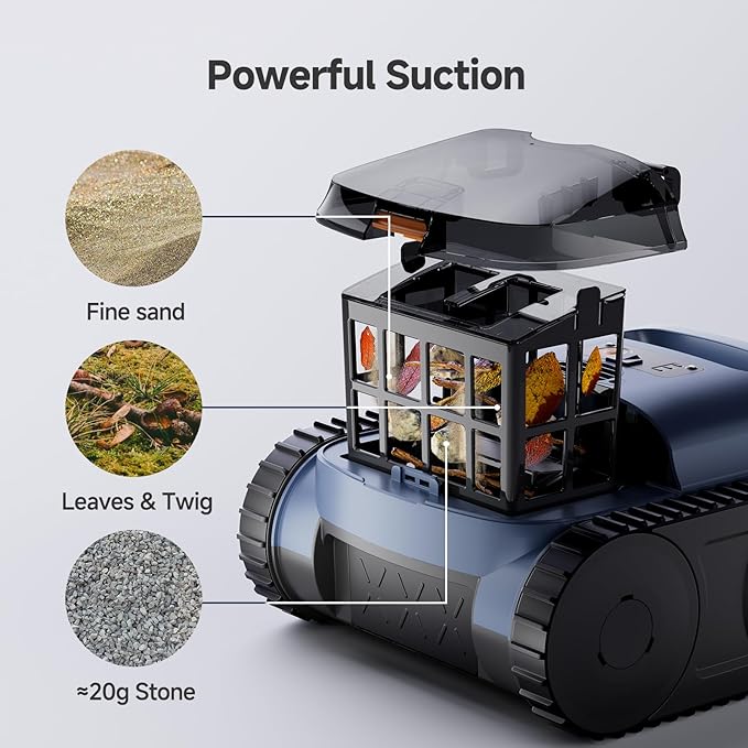 Pool Vacuum for Inground Pool, Cordless Pool Cleaner Robot with Smart Navigation, Self-Parking, LED Indicator, Wall&Waterline Above Ground Pool Vacuum Cleaning up to 2150 Sq.ft - Image 4