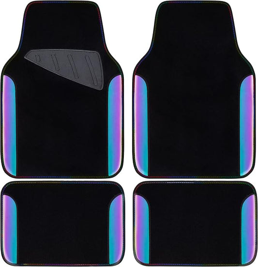CAR PASS Chameleon Iridescent Reflective PU Leather&Waterproof Universal Carpet car Floor mats,Fit for 95% Suvs,Sedans,Vans,Trucks&Car Mat for Women(Reflective Color Change) by CARPASS