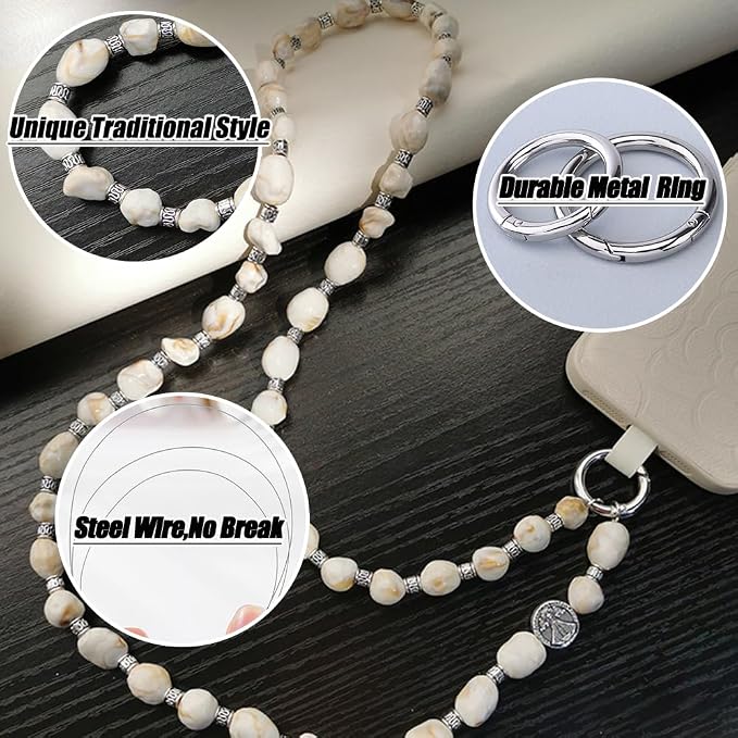 Phone Crossbody Strap, 2in1 Wrist Charm&Shoulder Lanyard,3Ways Usage free to Assembly and Disassembly Phone Strap with Tether Patches for Most Phones Bag Purse (L) - Image 3