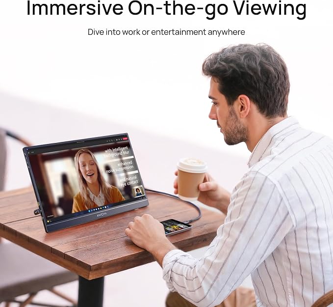 ARZOPA 16.1" Portable Monitor, 100% sRGB FHD 1080P Kickstand Portable Laptop Monitor High Color Gamut Display IPS Eye Care Screen for High-end Office & Entertainment -Z1C - Image 8