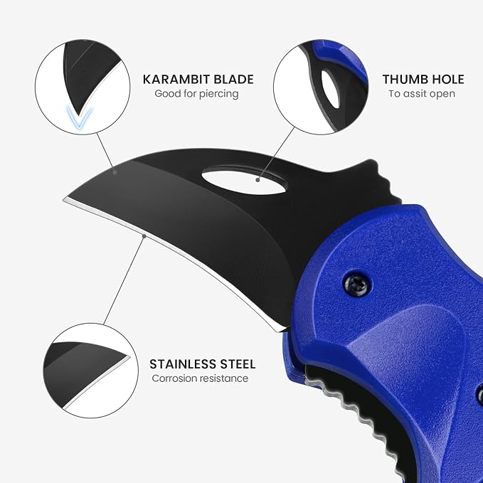 FUNBRO Small Pocket Knife for Men, Edc Knives Tool | Cool Folding Knife Box Cutter with 1.34 Inch Sharp Blade, Great Gift for Men (klein Blue) - Image 2
