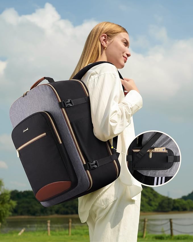 LOVEVOOK 56L Travel Backpack for Women & Men, Airline Approved Carry On Luggage with 3 Packing Cubes, TSA Overnight Bags, Waterproof Personal Item Bag, Weekender Essentials Backpacks fits 17" Laptop - Image 2