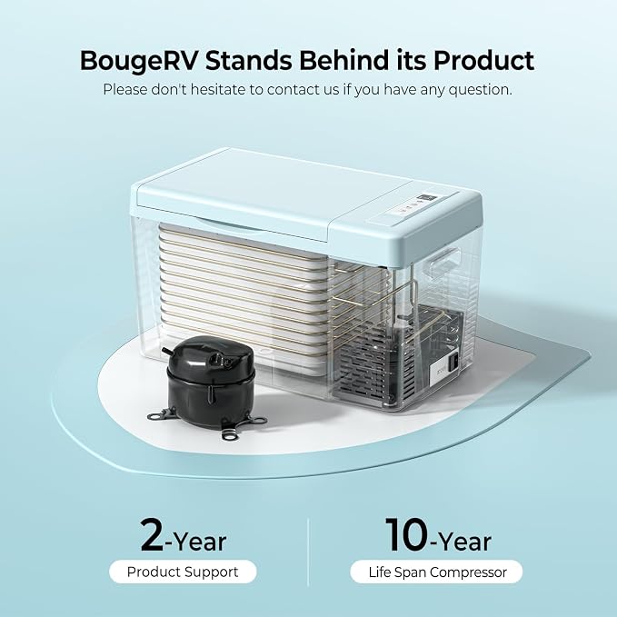 BougeRV Green 23Quart Portable Refrigerator, 12 Volt Fridge 22L, Portable Freezer Compressor Cooler 12/24V DC 110~240 Volt AC for Truck Van RV Camper -8℉~50℉ - Image 8