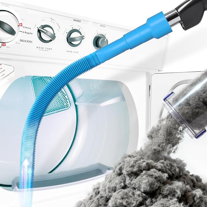 Holikme Dryer Vent Cleaner Kit – Blue Lint Vacuum Attachment | Dryer Vent Vacuum Hose Replacement Parts Reach Deep Inside Vents - Remove Hidden Lint, Speed Drying & Reduce Fire Risk by Holikme
