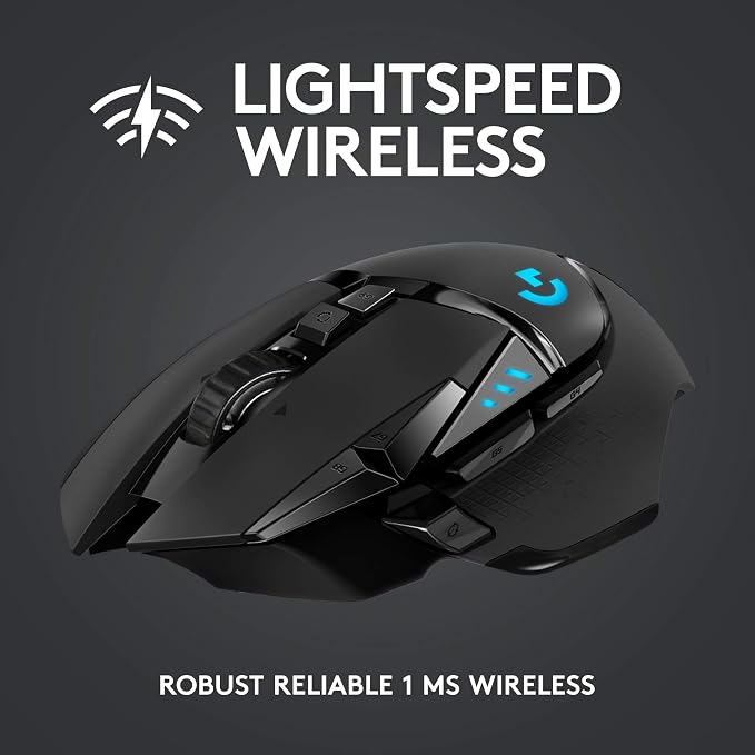 Logitech G502 Lightspeed Wireless Gaming Mouse - Black | RGB, Adjustable Weights, 11 Programmable Buttons, POWERPLAY Compatible, On-Board Memory, for PC/Mac - Image 2