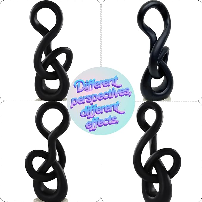 16" Modern Abstract Ribbon Decorative Sculpture, Knot Sculptures,Home Decor,Coffee Table Statues,Dining Living Room Desk Decor,Musical Note,Black - Image 6