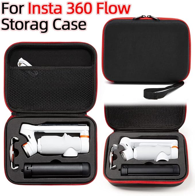 Carrying Case for Insta360 Flow,Compatible with Insta 360 Flow AI-Powered Smartphone Stabilizer (black&red zipper) - Image 2