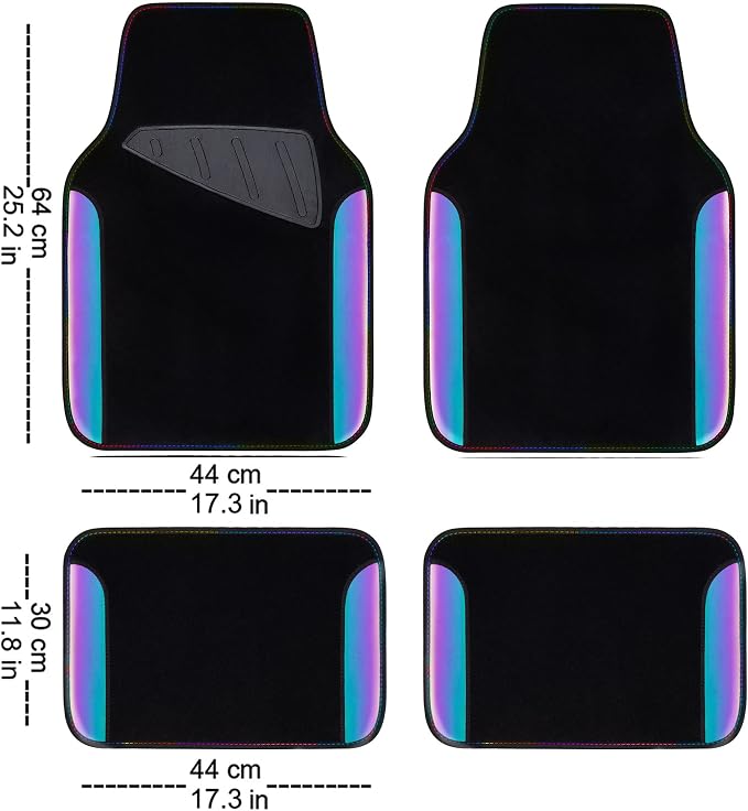 CAR PASS Chameleon Iridescent Reflective PU Leather&Waterproof Universal Carpet car Floor mats,Fit for 95% Suvs,Sedans,Vans,Trucks&Car Mat for Women(Reflective Color Change) - Image 2
