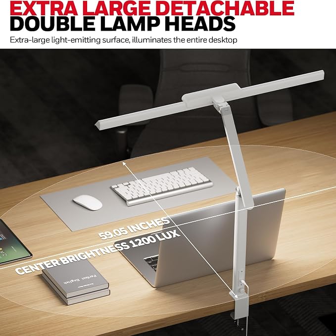Honeywell HJ1 Sunturalux LED Clamp Desk Lamp 1200LM for Computer | CRI≥97, 4 Color Temps, Eye-Caring, Architect Task Lamp for Workbench, Reading, White - Image 6