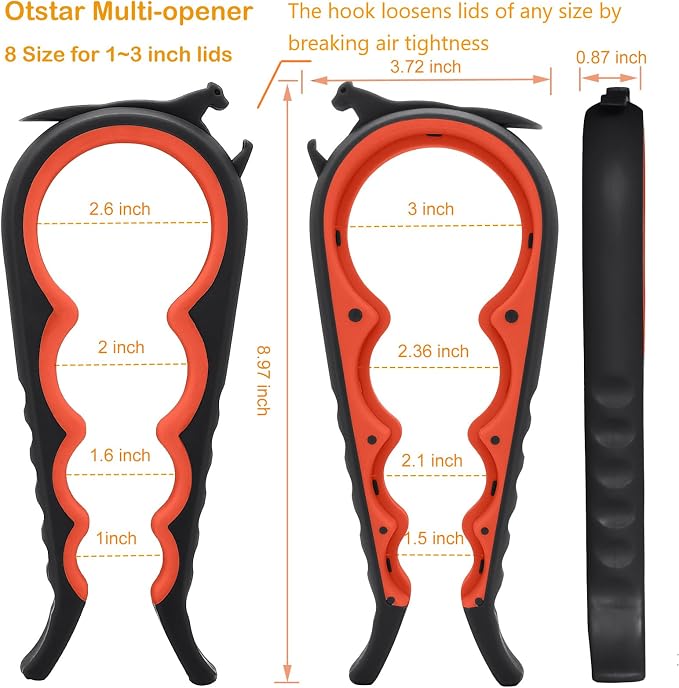 Otstar Jar Opener & Bottle Opener for Seniors with Arthritis, Weak Hands | Adjustable Lid Opener Effortlessly Opens Jars, Bottles & Pop-Top Cans, Great for Senior Parents, Grandparents, or Loved Ones - Image 2