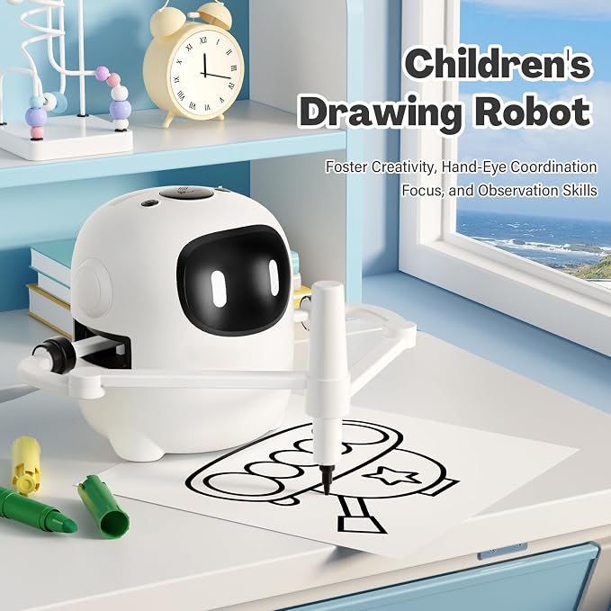 RIVGOT Drawing Robot for Kids with 150 Cards, Voice Interactive Educational Drawing Machine, Montessori Painting Learning Toys for 3 4 5 6 7 8 Year Old Boys Girls Birthday Party - Image 2