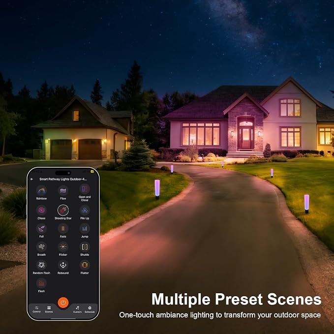 VTimes Outdoor Pathway Lights, Color Changing Walkway Lights, Waterproof Landscape Path Lights, APP/Control Box/Remote Control, Pathway Light Wired for Yard, Garage, Garden, Lawn Decor, 4 Pack - Image 3