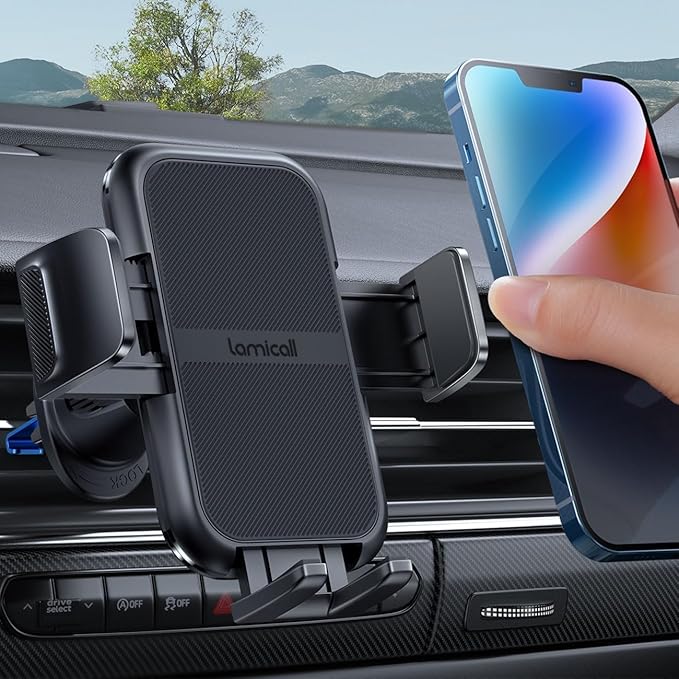 Lamicall 2026 Wider Clamp & Metal Hook Car Phone Holder Vent [Thick Cases Friendly] Phone Holders for Your Car Mount Gfts Automobile Hands Free Accessories for Women Men for iPhone 16 15 14 13 Pro Max by Lamicall