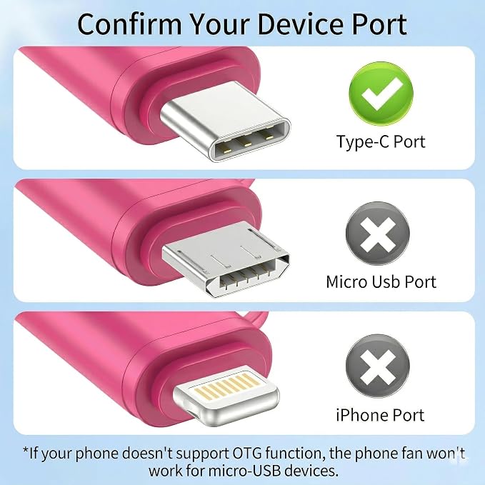 6Pack Type USB C Tiny Portable Phone Fan, Compatible with Apple iPhone 16/16p/16promax 15/15 Pro /15 Pro Max, Compatible with Samsung Galaxy S24 / S23 / 23 Ultra/ 24 Ultra/25 Ultra - Image 5