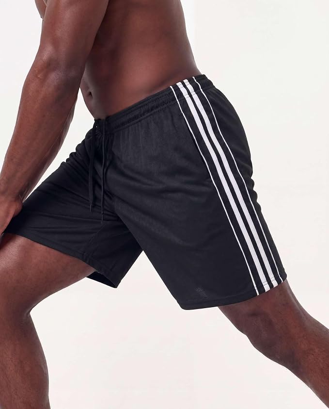 5 Pack Men's Mesh Shorts Athletic Basketball Sports Gym Workout Pockets | Cooling Moisture-Wicking, 9", Long, Quick-Dry, Breathable, Elastic Drawstring Waistband. Running, Exercise, Soccer, Training. - Image 6