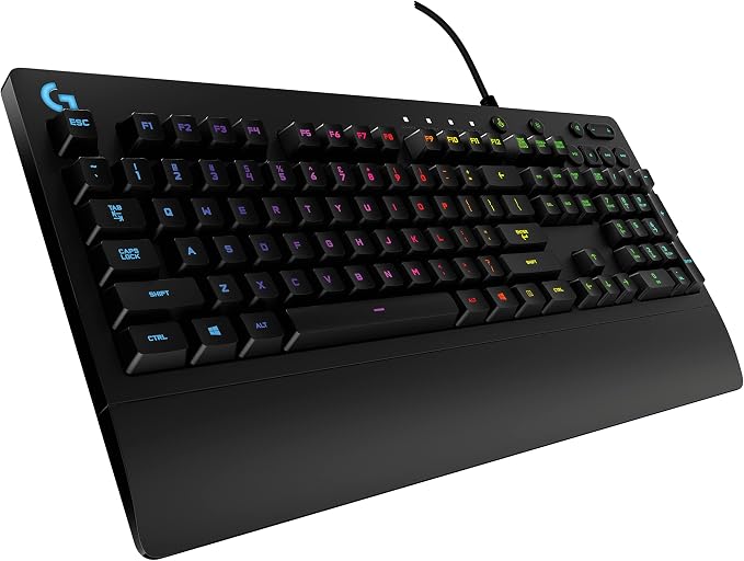 Logitech G213 Prodigy Wired RGB Gaming Keyboard - Black | Mech-Dome Keys, Palm Rest, Adjustable Feet, Media Controls, LIGHTSYNC RGB, USB, Compatible with Windows by Unknown