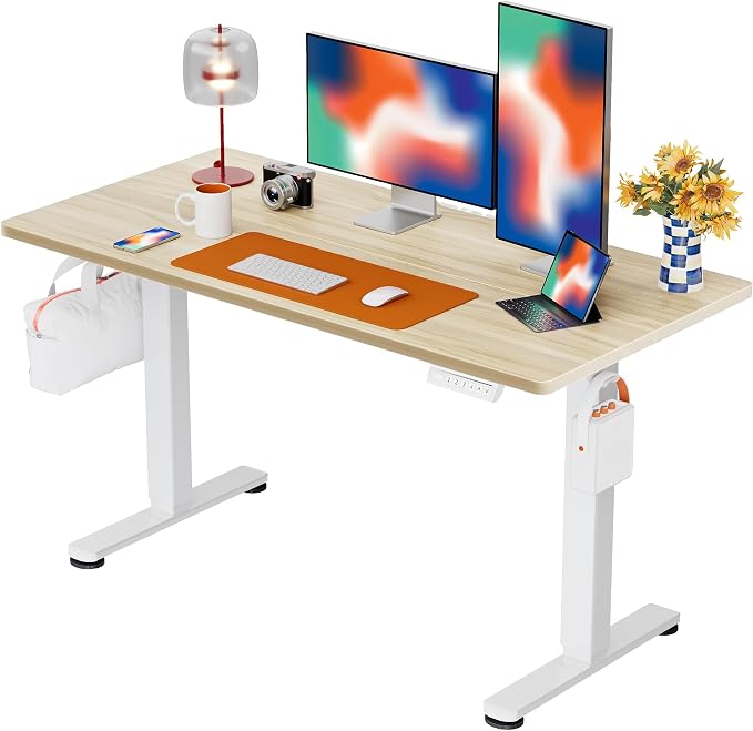 ErGear 48 X 24 Inch Height Adjustable Electric Standing Desk, Natural | Smooth Height Adjustment, 4 Memory Presets, One-Touch Control, Stable Steel Frame, 176 lbs Capacity, Easy Assembly by ErGear