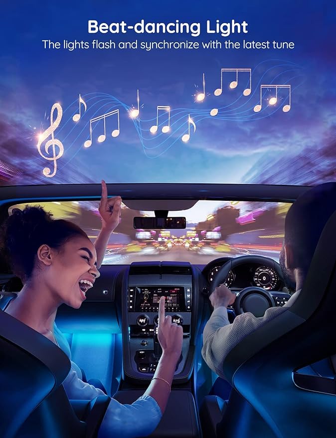 Govee Car LED Lights, RGB Smart Car Interior Lights, App Control | DIY Mode and Music Mode, 2 Lines Design LED Lights for Cars with Car Charger, 12V - Image 3
