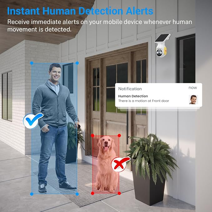 1080p Security Camera Wireless with Solar Panel, AI Human Detection, 2-Way Audio, Color Night Vision, Cloud Storage (Sold Separately), Indoor/Outdoor Surveillance Bullet Cam - Image 3